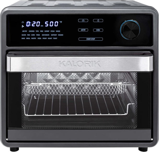 Kalorik Air Fryer Toaster Oven, MAXX® AFO 47804 BK 16 Quart, Touch Air Fryer Oven, 9-in-1 Toaster Oven Air Fryer Combo Refurbished