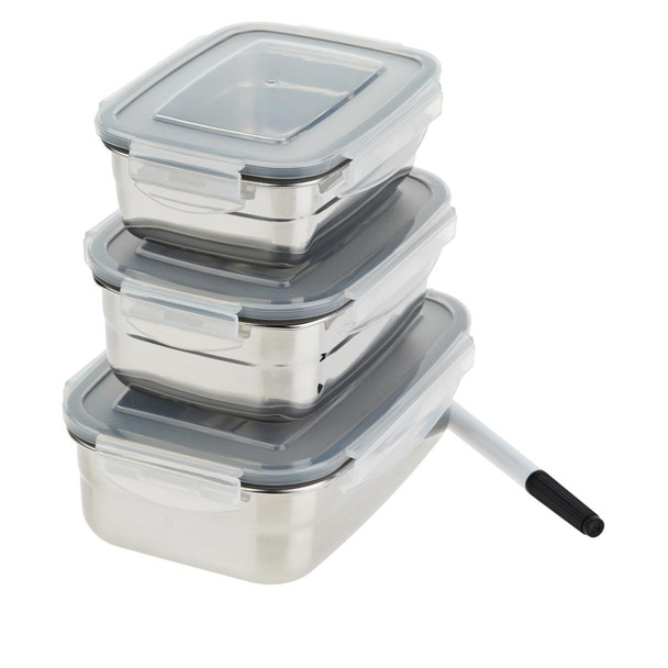 Wolfgang Puck 3-piece Stainless Steel Food Storage Containers