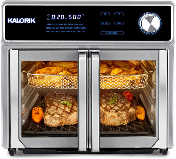 Kalorik MAXX 26 Quart Digital Air Fryer Oven Grill, Stainless Steel Refurbished
