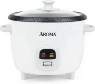 AROMA Rice Cooker, 3-Cup Uncooked, 6-Cup Cooked, Small Rice Cooker, Oatmeal Cooker, Soup Maker, Auto Keep Warm, 1.5 Qt, White, ARC-393NG Refurbished