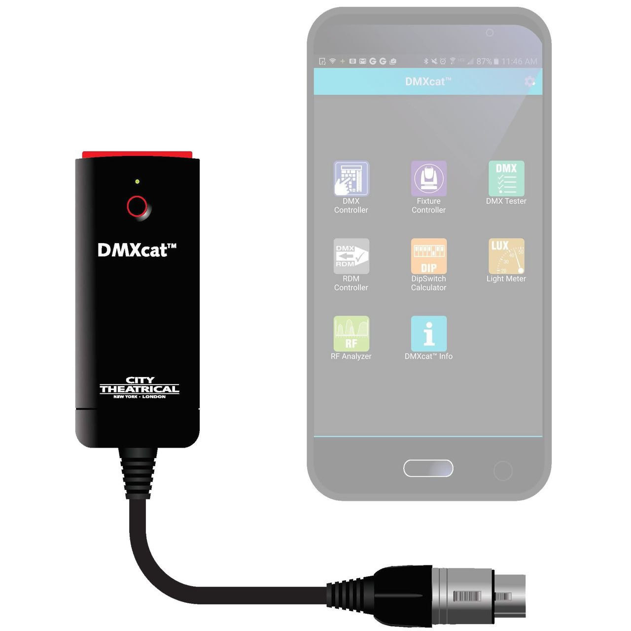 City Theatrical DMXcat DMX/RDM Bluetooth Multi-Function Tester