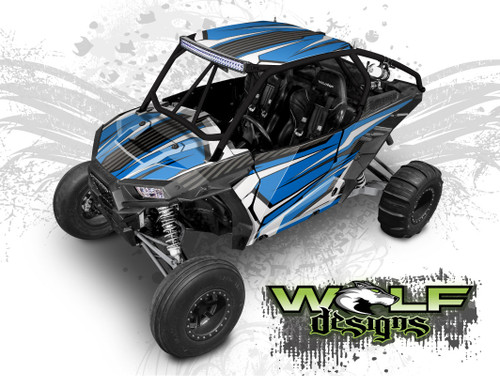 Blue and White Polaris XP1K UTV Wrap Kit