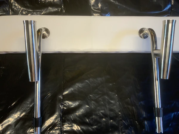 Back rest 48 inches with upright stainless steel, including a rod holder
