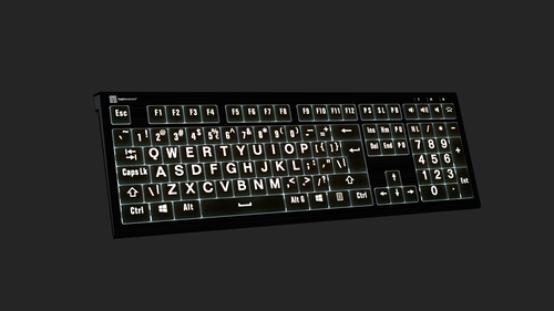 LOGICKEYBOARD Witte letters op Zwart ASTRA 2 met achtergrondverlichting en USB 3.0 hub QWERTY LOGICKEYBOARD Witte letters op Zwart ASTRA 2 met achtergrondverlichting en USB 3.0 hub QWERTY