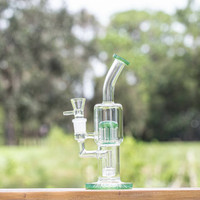 Sale on a 9 Green Bong with Curved Stem Percolator from AtomicBlaze Headshop and we always have the cheapest glass pipes and bongs and free shipping promos