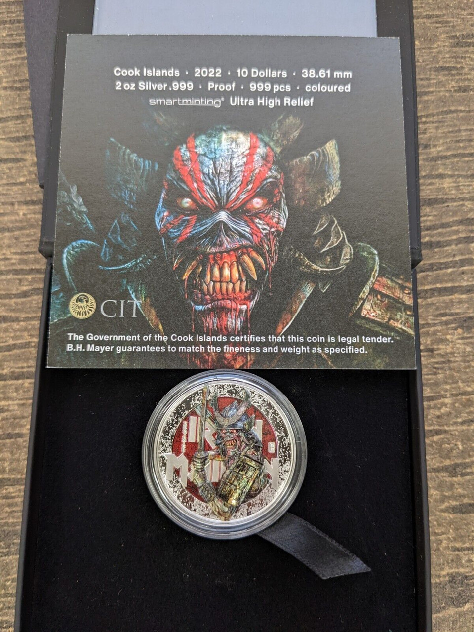 2022 CIT $10 Cook Islands Iron Maiden Senjutsu 2oz UHR Proof 999 Silver Coin OGP