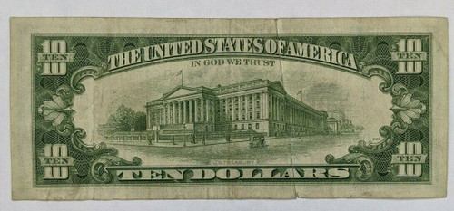 1974 $10 Cleveland Federal Reserve Note "Gutter Fold" Mint Error Bill