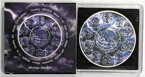 2022 Mexico Libertad Colorized Storm Edition 1 oz Silver Coin -400 Mintage-