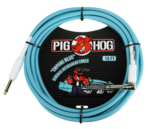 Pig Hog Daphne Blue Right Angle 10' Instrument Cable