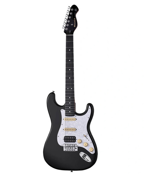 Mooer GGW MSC-10 Pro Guitar - Black with Pearloid Pickguard