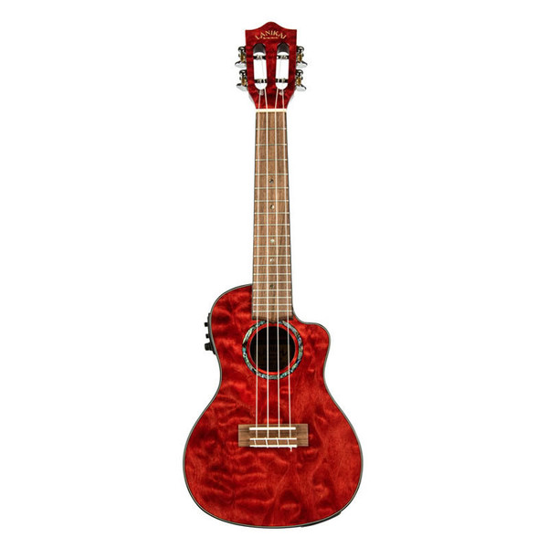 Lanikai Quilted Maple Red Stain Concert Acoustic/Electric Ukulele