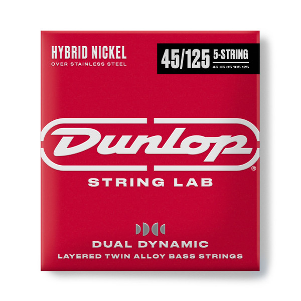 Jim Dunlop Dual Dynamic Hybrid Nickel 5-string Bass Strings 45-125