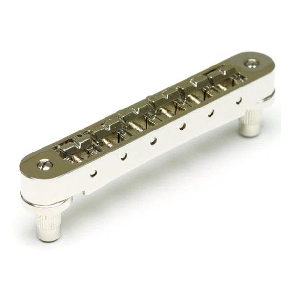 GraphTech PS-8843-N0 ResoMax NV2 4mm post Tune-O-Matic Bridge with String Saver Saddles -Nickel