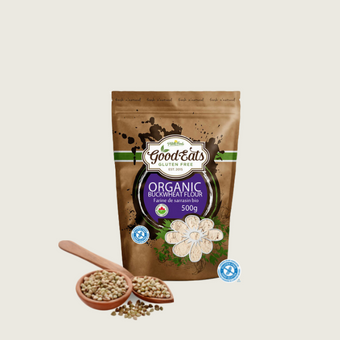 Good Eats Gluten Free Organic Buckwheat Flour Gluten Free Products near me, Ontario. Perfect for many baking projects for those who require Celiac approved products or gluten free products and recipes.