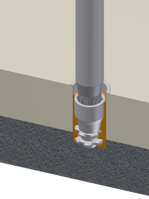 Cutaway drawing of Concrete Style Deck'Umbs installation. Cutaway drawing of Concrete Style Deck'Umbs installation.