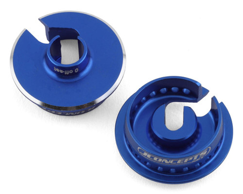 Team Associated Fin Aluminum 13mm Shock Spring Cups (Blue) (0mm Offset)