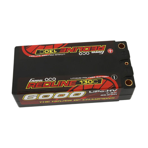 Gens Ace Redline 2S 130C LiHV Battery Pack w/5mm Bullets (7.6V/6000mAh)