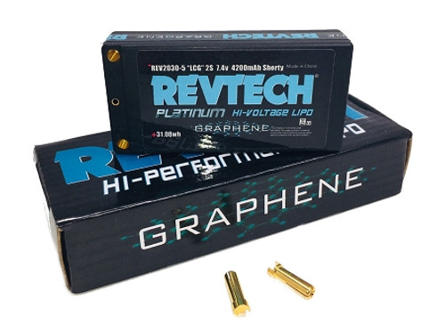 LCG Shorty Graphene Hi-Voltage Battery Pack, 2S 7.4v 4200mah, 110C w/ 5mm Bullets