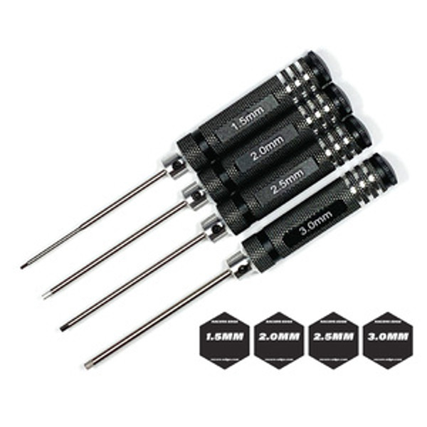 Metric High Speed Steel Hex Driver Set w/ Black Handles (4pc)