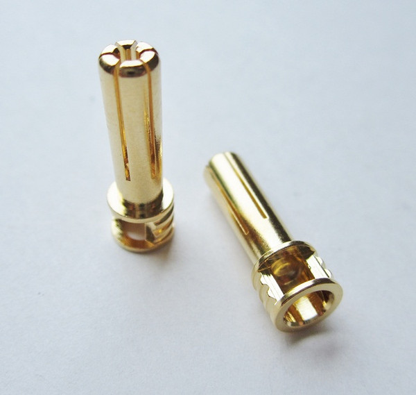 TQ Wire 5mm "Flat Top" Male Bullet Connector (Gold) (2)