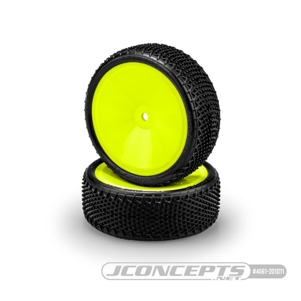 Fuzz Bite LP 2.2" (Wide) Pre-Mounted 2WD Front Buggy Tire (Yellow) (2) (Pink)