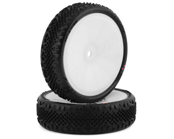 Pin Swag 2.2" Pre-Mounted 2WD Front Buggy Carpet Tires (White) (2) (Pink)