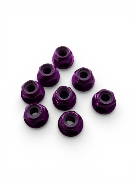 M3 Flange Aluminum Nut 8pk Purple