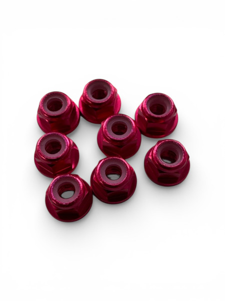 M3 Flange Aluminum Nut 8pk Pink