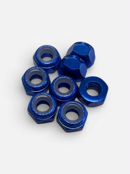 M3 Aluminum Nut 8pk Blue