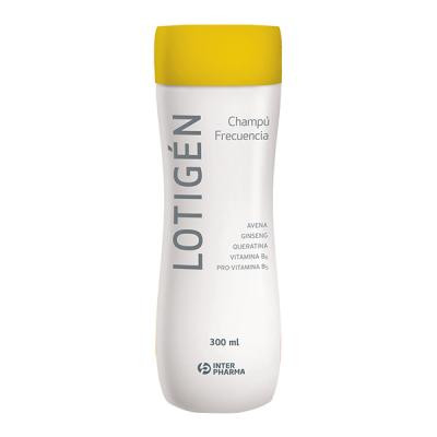 Lotigen champú frecuente. envase de 300 mL.