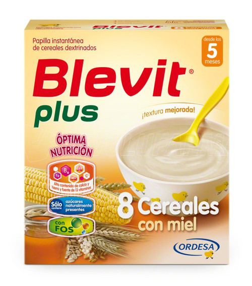 Blevit plus 8 cereales con miel. estuche de 600 g.