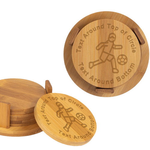 Personalized Soccer Bamboo Coaster Set (4) Customized