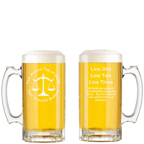 Personalized Lawyer Glass Beer Mug with Handle 16oz Customized