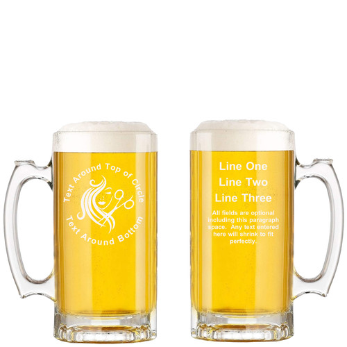 Personalized Beautician Glass Beer Mug with Handle 16oz Customized