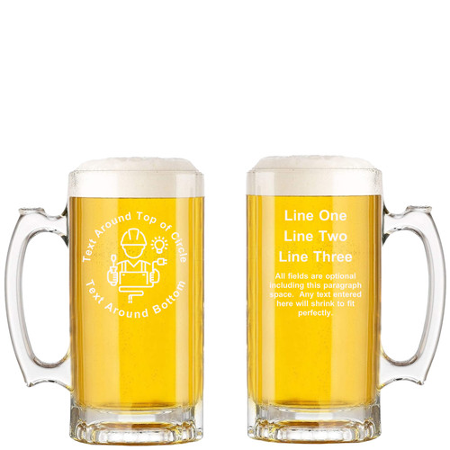 Personalized Electician Glass Beer Mug with Handle 16oz Customized