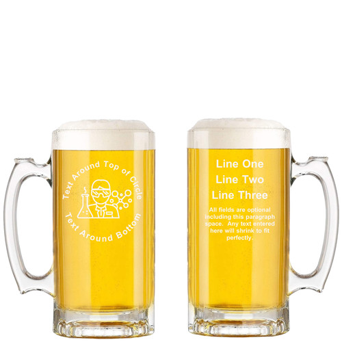 Personalized Scientist Glass Beer Mug with Handle 16oz Customized