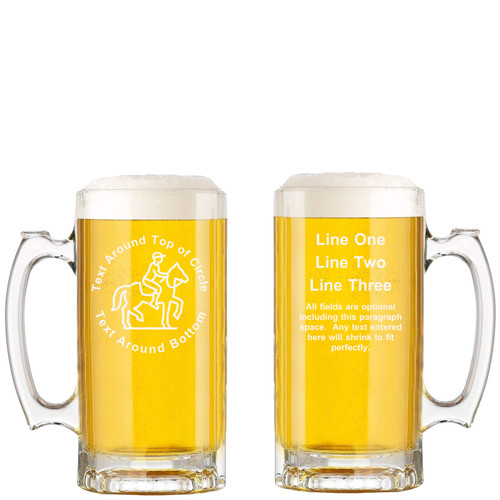 Personalized Horse Riding Glass Beer Mug with Handle 16oz Customized