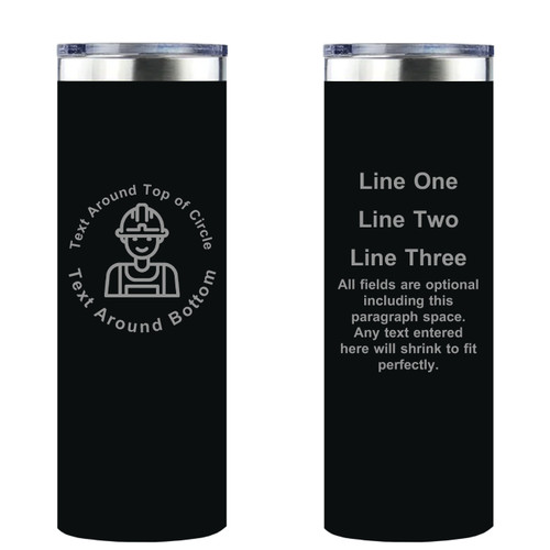 Personalized Construction Worker Skinny Tumbler 20oz Double-Wall Insulated Customized