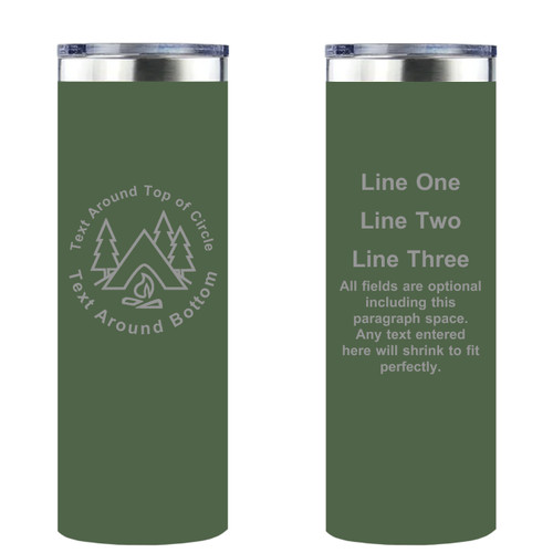 Personalized Camping Skinny Tumbler 20oz Double-Wall Insulated Customized