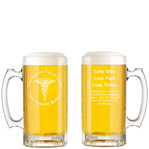 Personalized Medical Beer Mug with Handle 16oz Customized