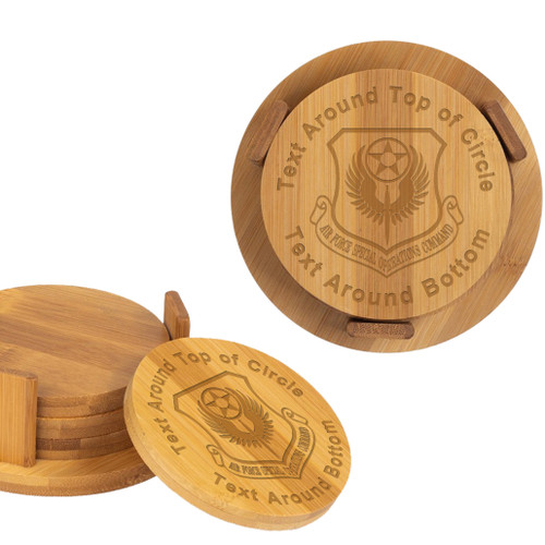 Personalized Air Force Special Operations Command Bamboo Coaster Set (4) Customized