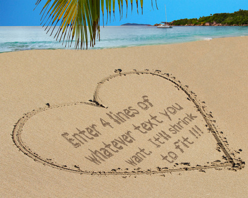 Personalized Heart in the Sand on a Beach Romantic 10x8 Picture Gift (file download only) for Boyfriend Girlfriend Wife Husband Anniversary Birthday Wedding Valentines Day - Customized