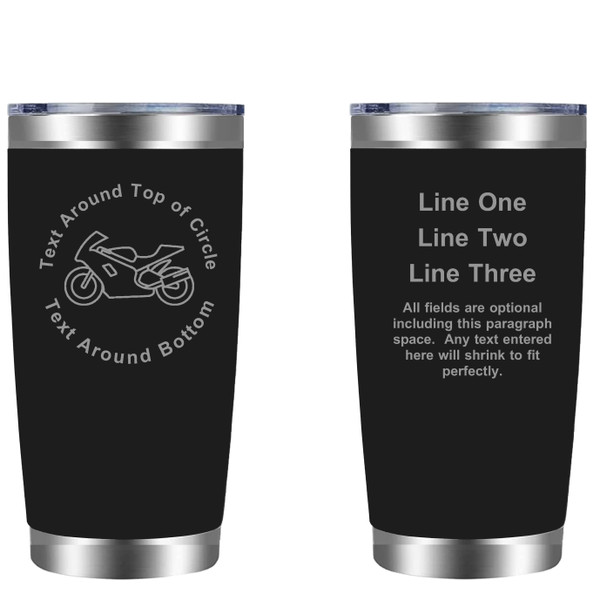 Personalized Motorcycling 20oz Tumbler (w/ Yeti options) Customized