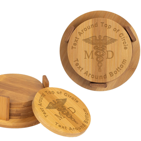 Personalized Medical Doctore Bamboo Coaster Set (4) Customized