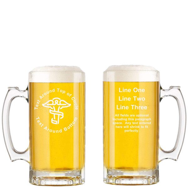 Personalized Chiropracter Glass Beer Mug with Handle 16oz Customized
