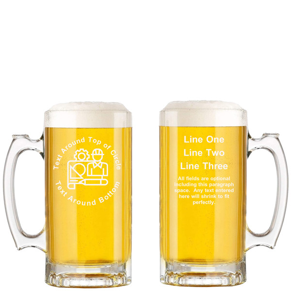 Personalized Engineer Glass Beer Mug with Handle 16oz Customized