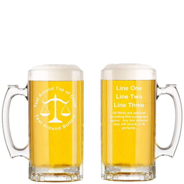 Personalized Lawyer Glass Beer Mug with Handle 16oz Customized