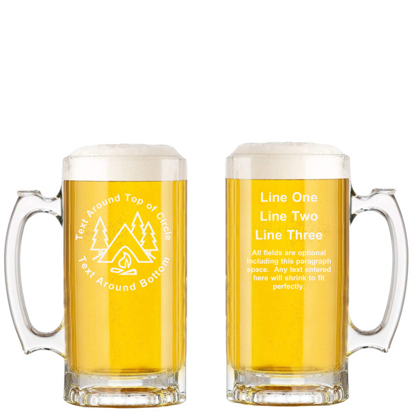 Personalized Camping Glass Beer Mug with Handle 16oz Customized