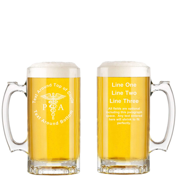 Personalized Physician Assistant Glass Beer Mug with Handle 16oz Customized