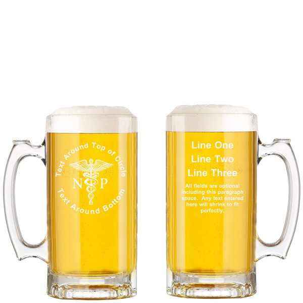 Personalized Nurse Practitioner Glass Beer Mug with Handle 16oz Customized